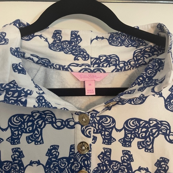 Lilly‎ Pulitzer Check Your Trunk Captain Popover Navy/White Women Medium Preppy - Picture 3 of 4